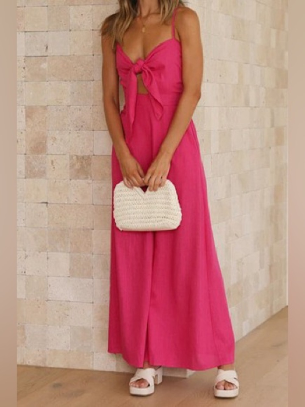 Fuchsia Tie-Front Maxi Dress - Women